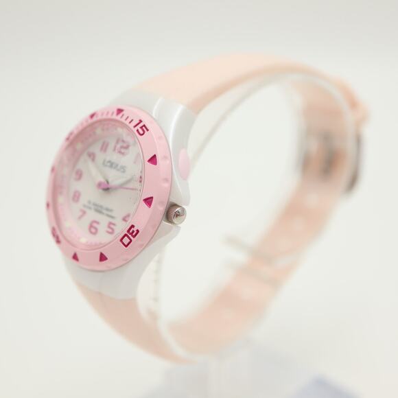 NOS Lorus Pink Analog 29mm Watch Backlight Silicone Strap New in Package Working - Picture 8 of 12